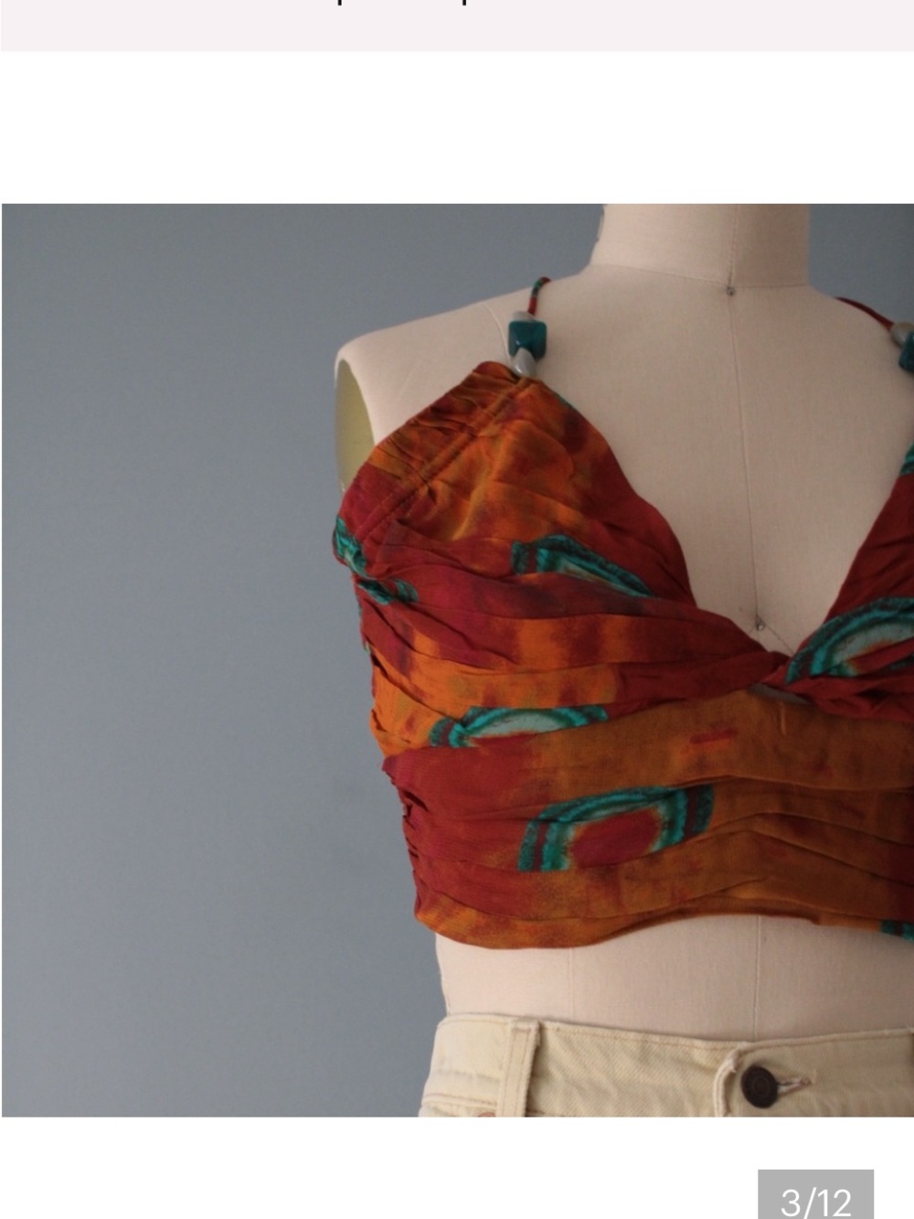 Zara Orange Ruched Halter Crop Top - Picture 2 of 6